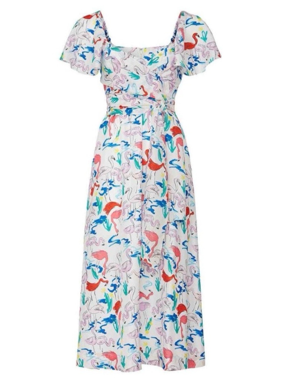 Tanya Taylor Tiegan Midi Dress in Flamingo Printh
